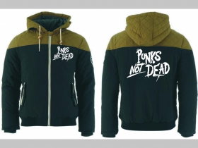 Punks not Dead zimná pánska bunda zateplená čierno-olivová s kapucňou